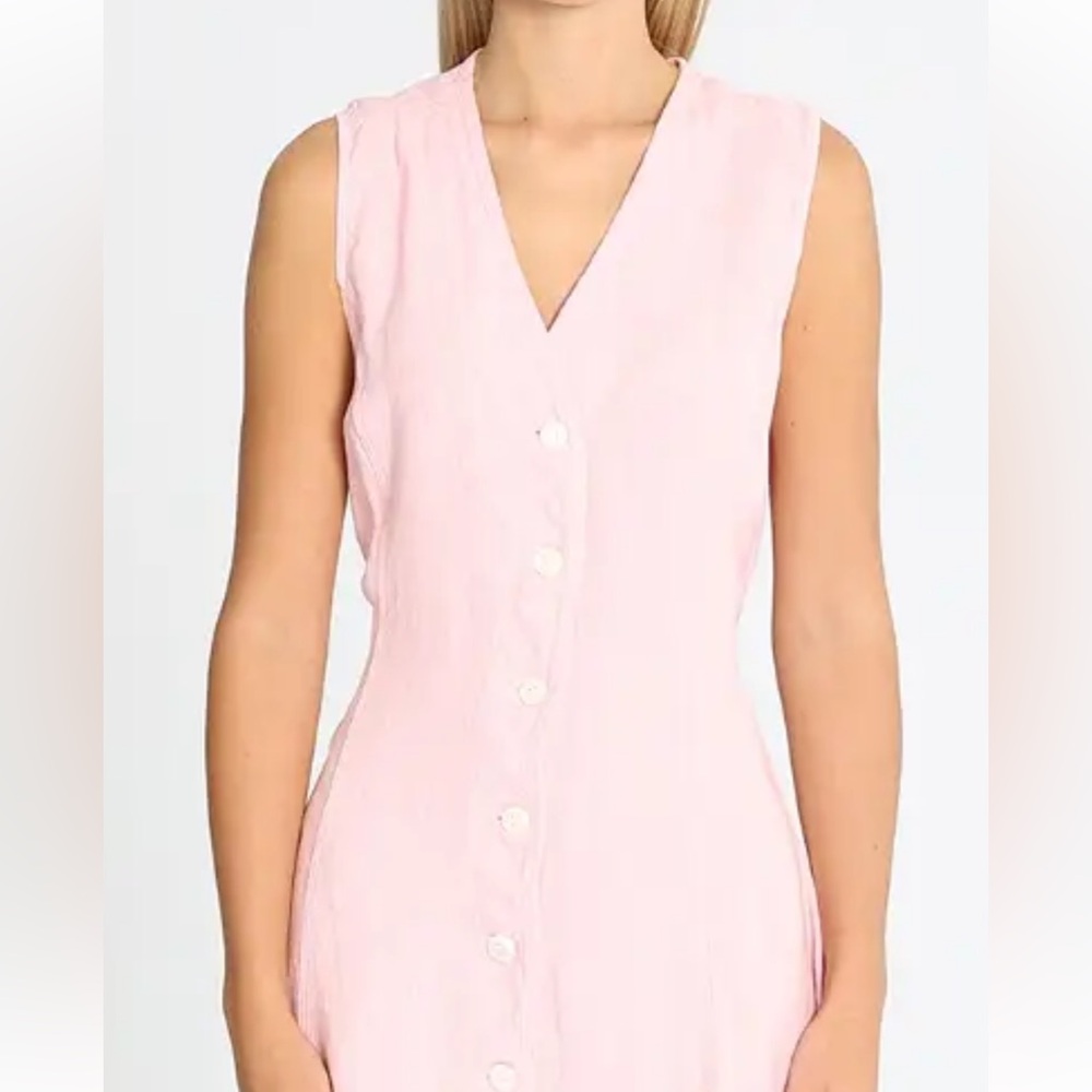 Ralph Lauren Light Pink  Linen Button-Down Midi Dress